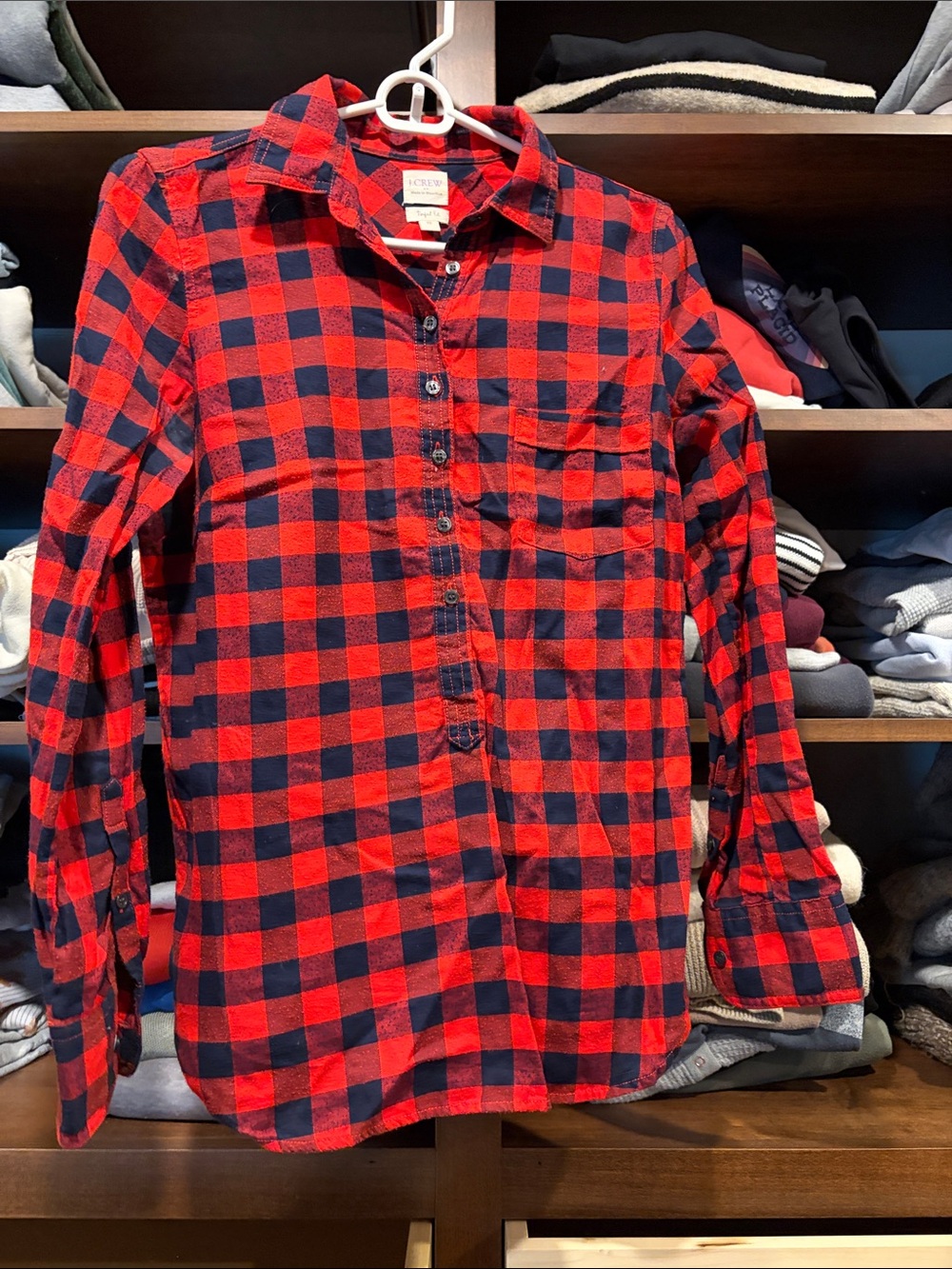 Women’s J. Crew Red and Black Buffalo Plaid Button-Down Shirt XS